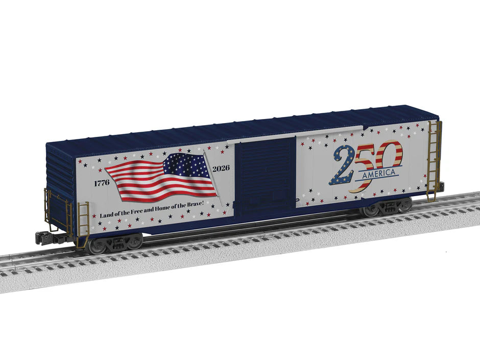 America 250 Lighted Flag 60' Boxcar | O Scale