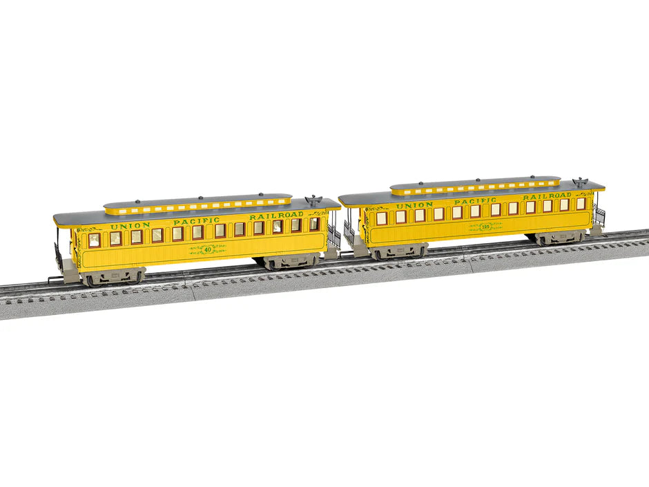 Union Pacific 1860s Coach 2 PACK w/sound | O Scale