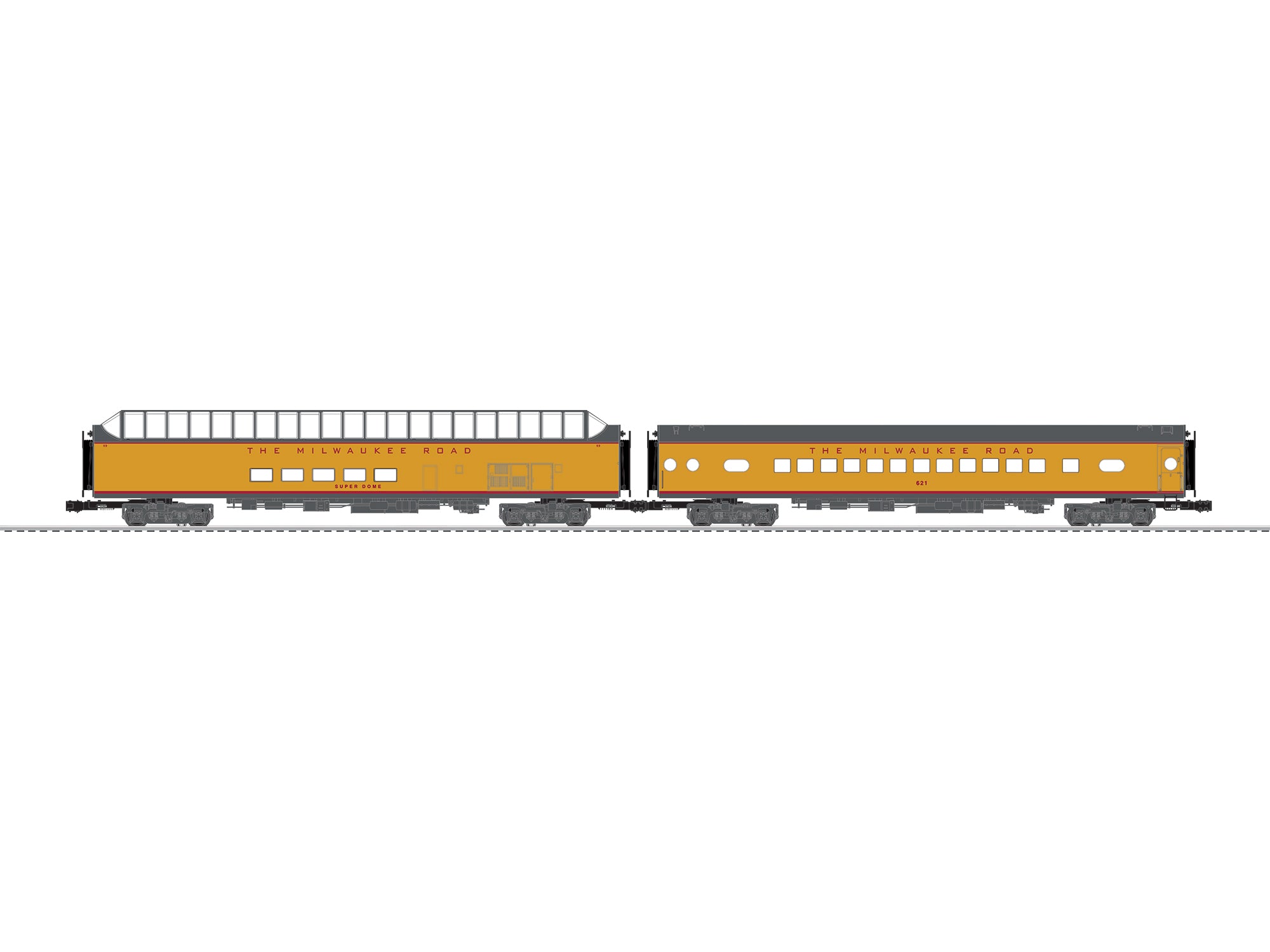 Lionel Milwaukee Road Hiawatha Aluminum 2 Pack (yellow) | O Scale