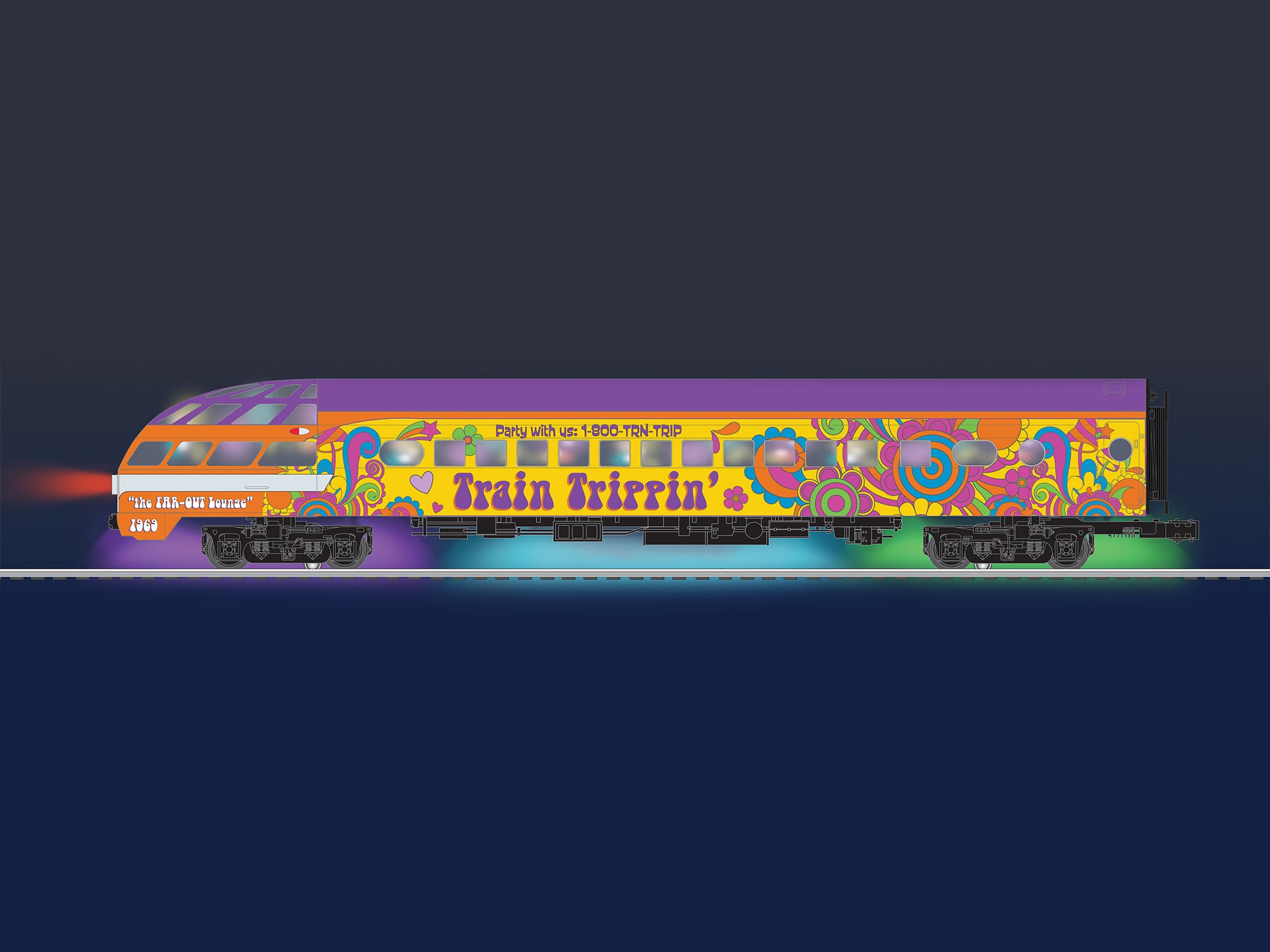 Lionel The Trippy Train Skytop Lounge | O Scale