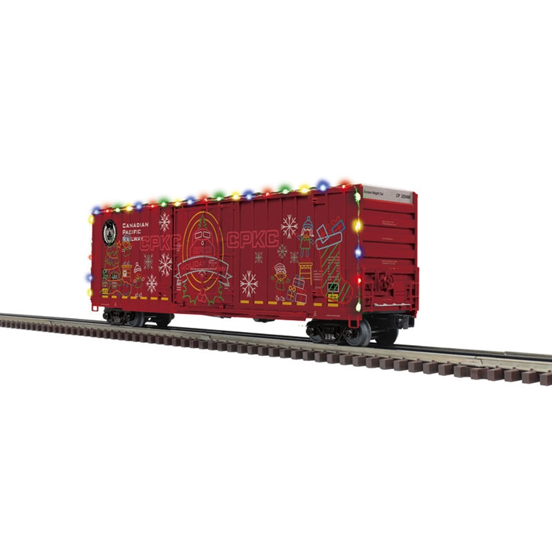 Atlas O Premier 50' GUNDERSON HIGH CUBE BOX CAR | CPKC Holiday Car - 3R Only with functioning decorative lights | O Scale