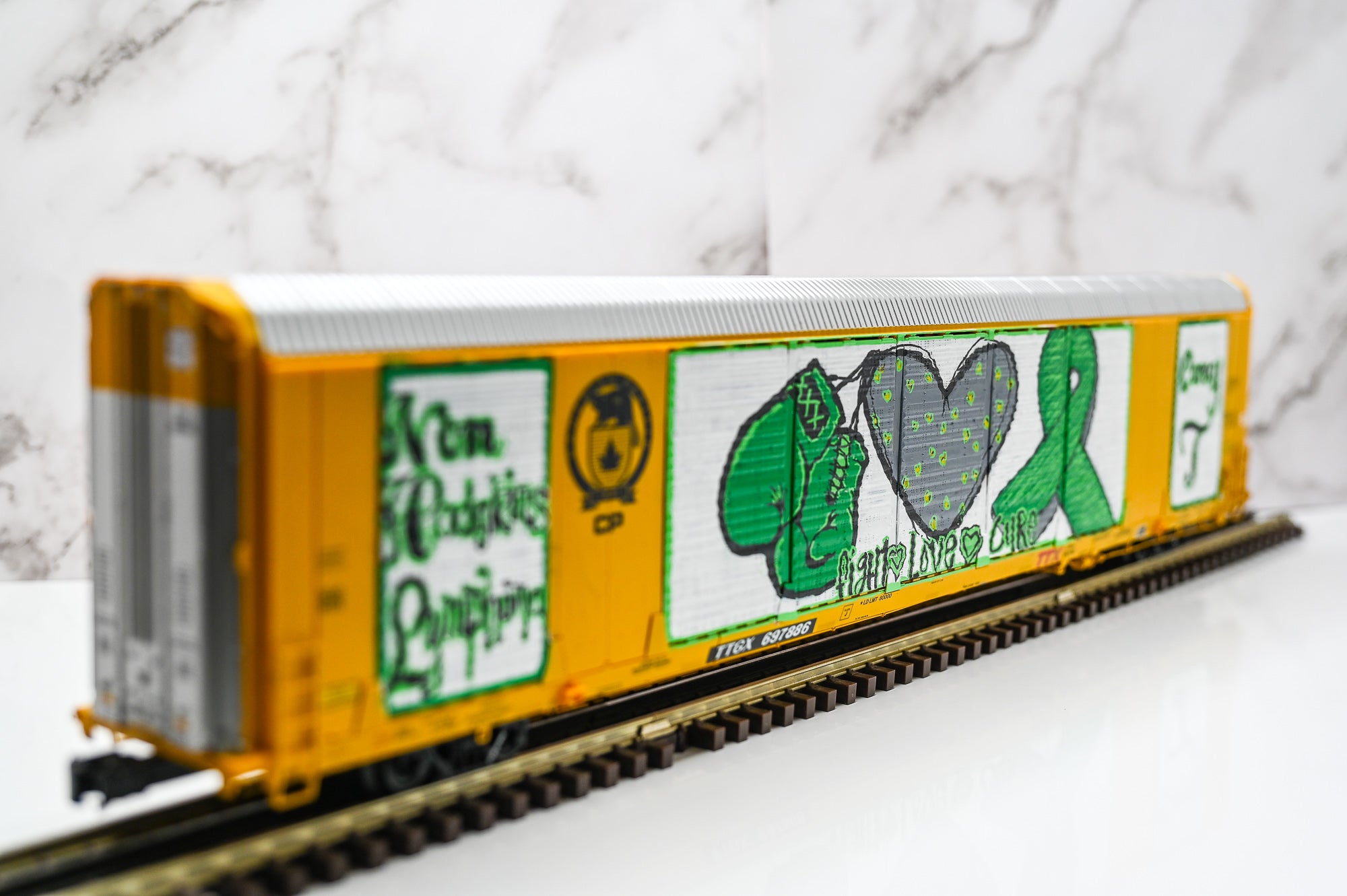 Custom Graffiti Atlas Gunderson Multi‑Max Auto Rack | Non Hodgkin's | O Scale
