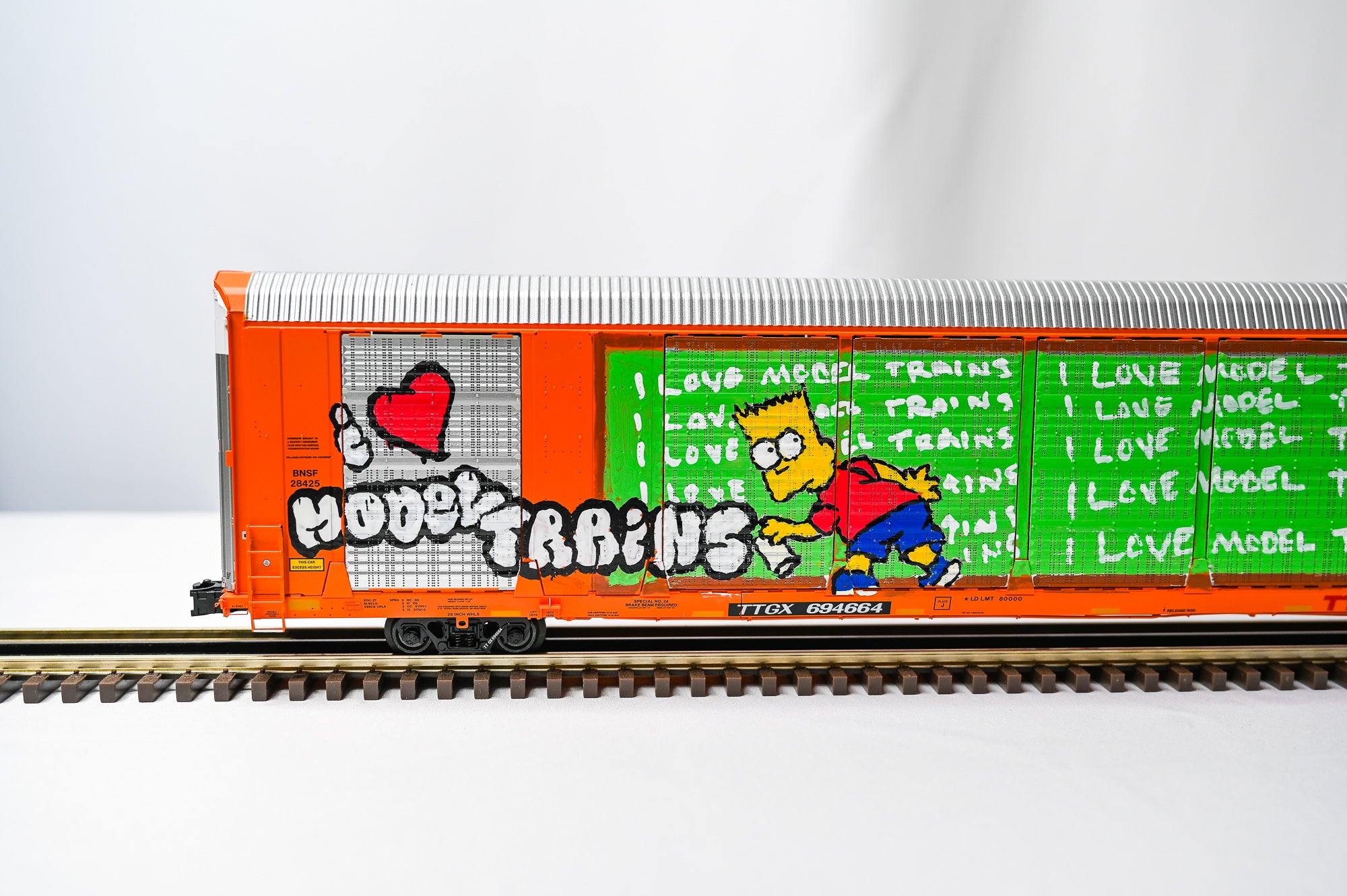 Custom Graffiti Atlas Gunderson Multi‑Max Auto Rack | Bart Simpson | O Scale