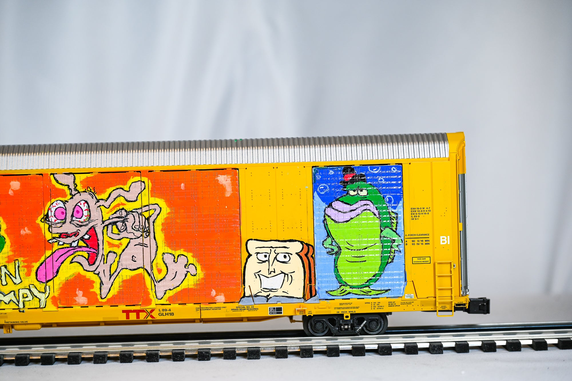 Custom Graffiti Atlas Gunderson Multi‑Max Auto Rack | Ren & Stimpy | O Scale