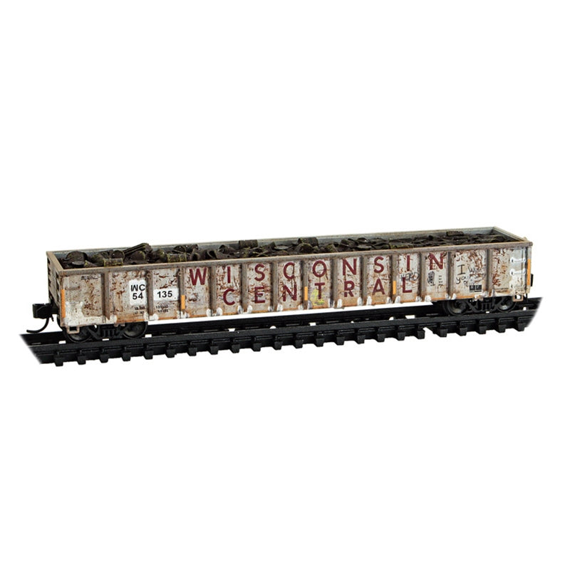 N Micro-Trains 52'6" Greenville 2494 Mill Gondola Weathered Wisconsin Central #54135 | N Scale