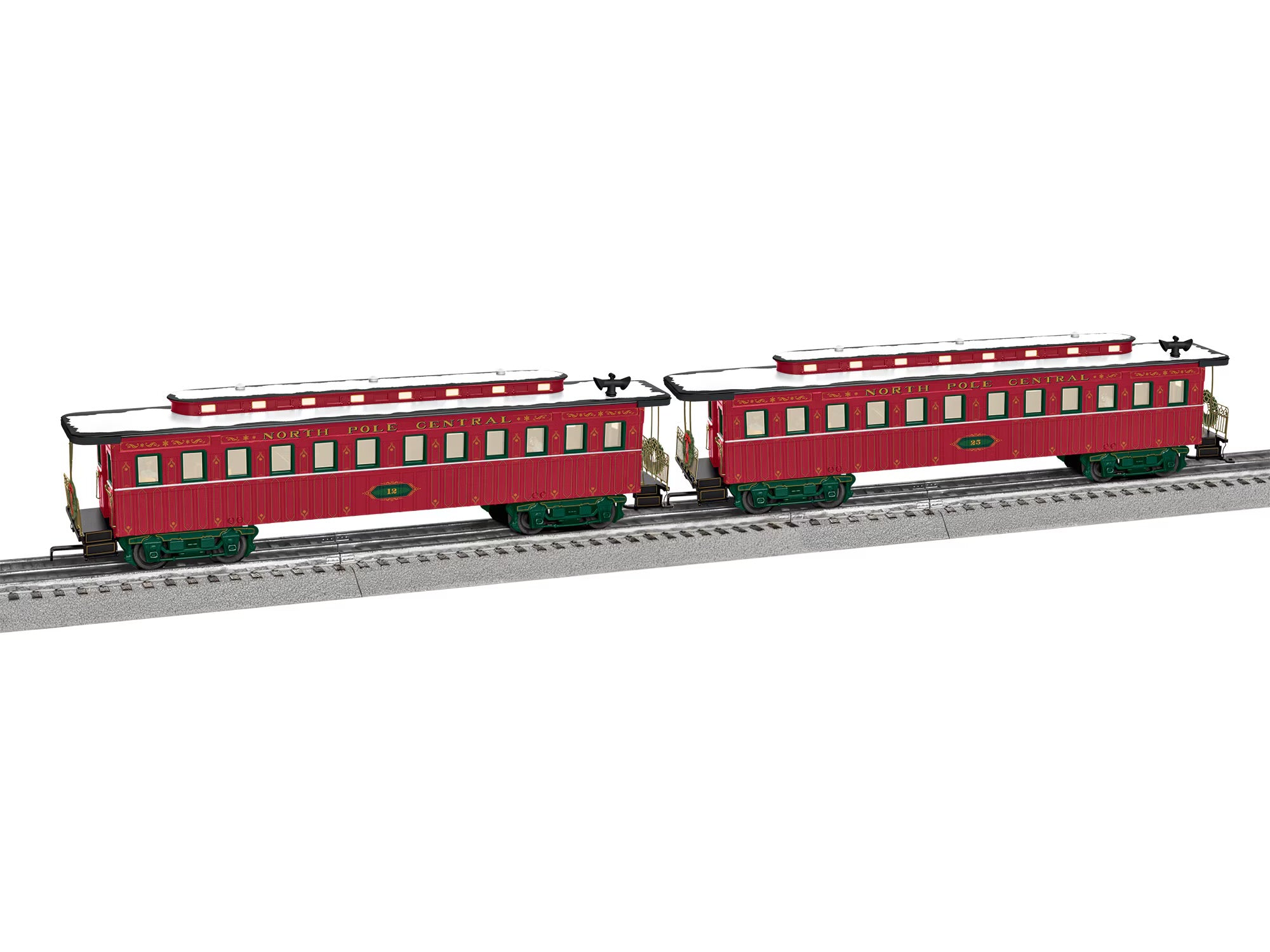 New York Central Christmas 1860s Passenger Coach 2 Pack w/sounds | O Scale