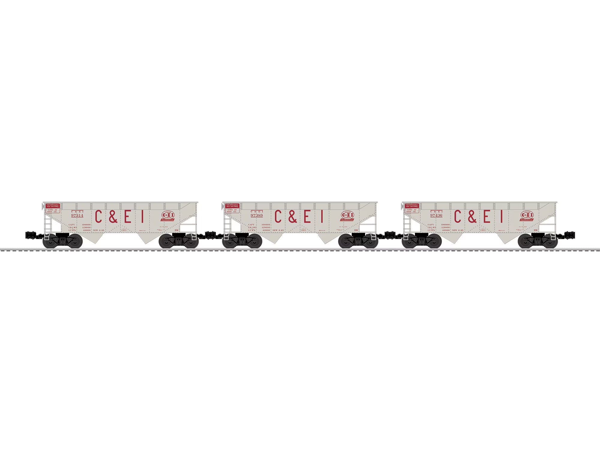 C&EI 2 Bay AAR Hopper - black 3 Pack | O Scale