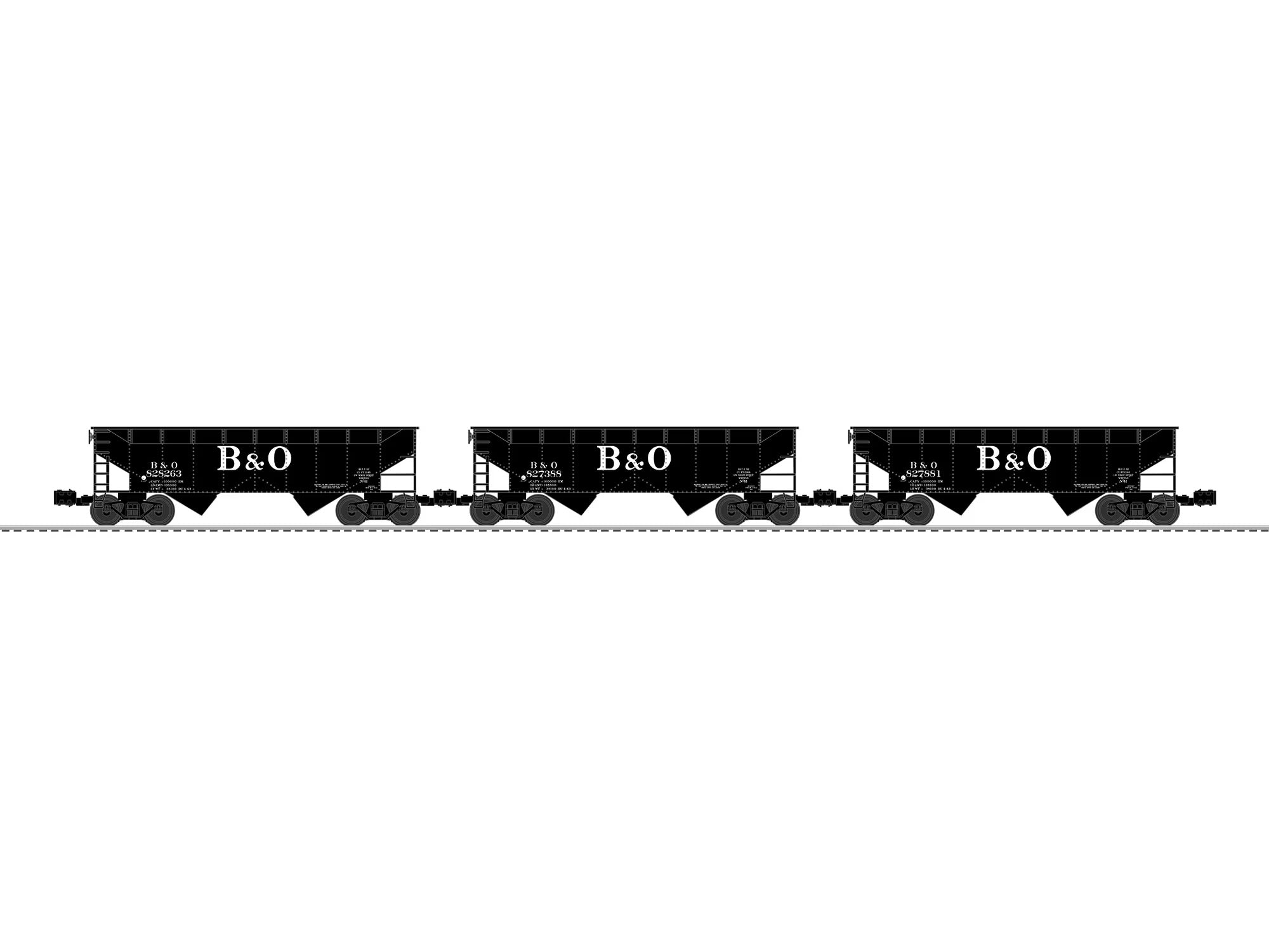 B&O 2 Bay AAR Hopper 3 Pack | O Scale