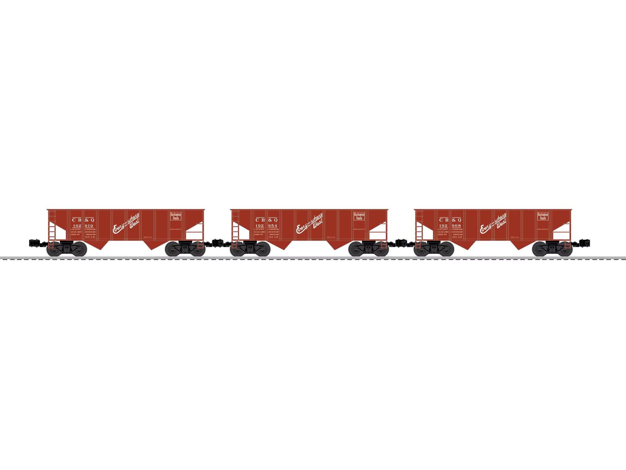 Chicago Burlington & Quincy 2 Bay Hopper - 3 Pack (not shown) | O Scale