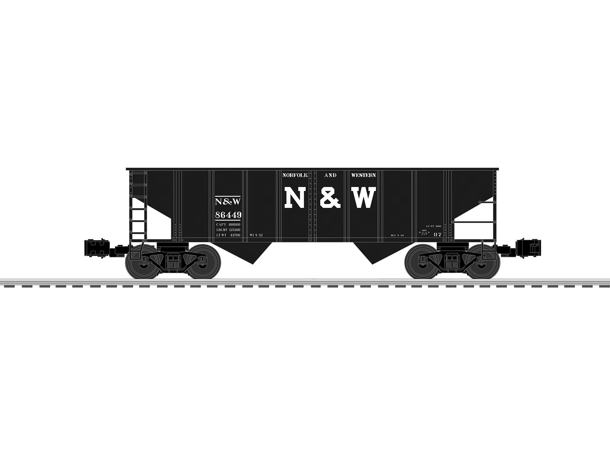 Norfolk & Western 2 Bay Hopper #86449 | O Scale