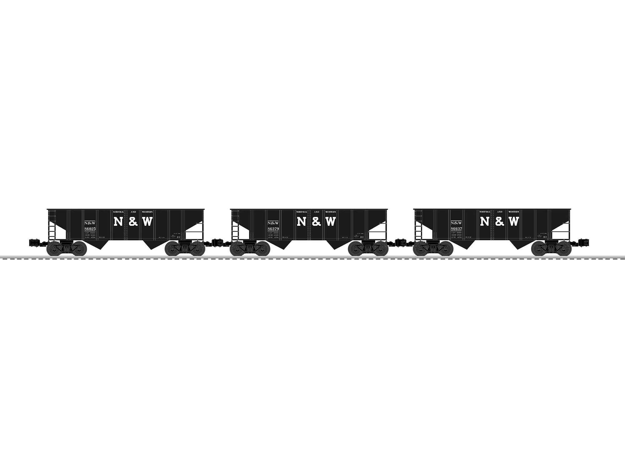 Norfolk & Western 2 Bay Hopper - 3 Pack (not shown) | O Scale