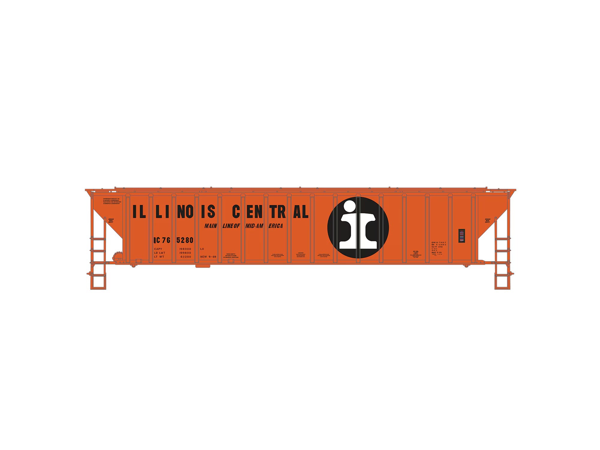 Illinois Central 4740 PS-2CD #765280 (not shown) | O Scale