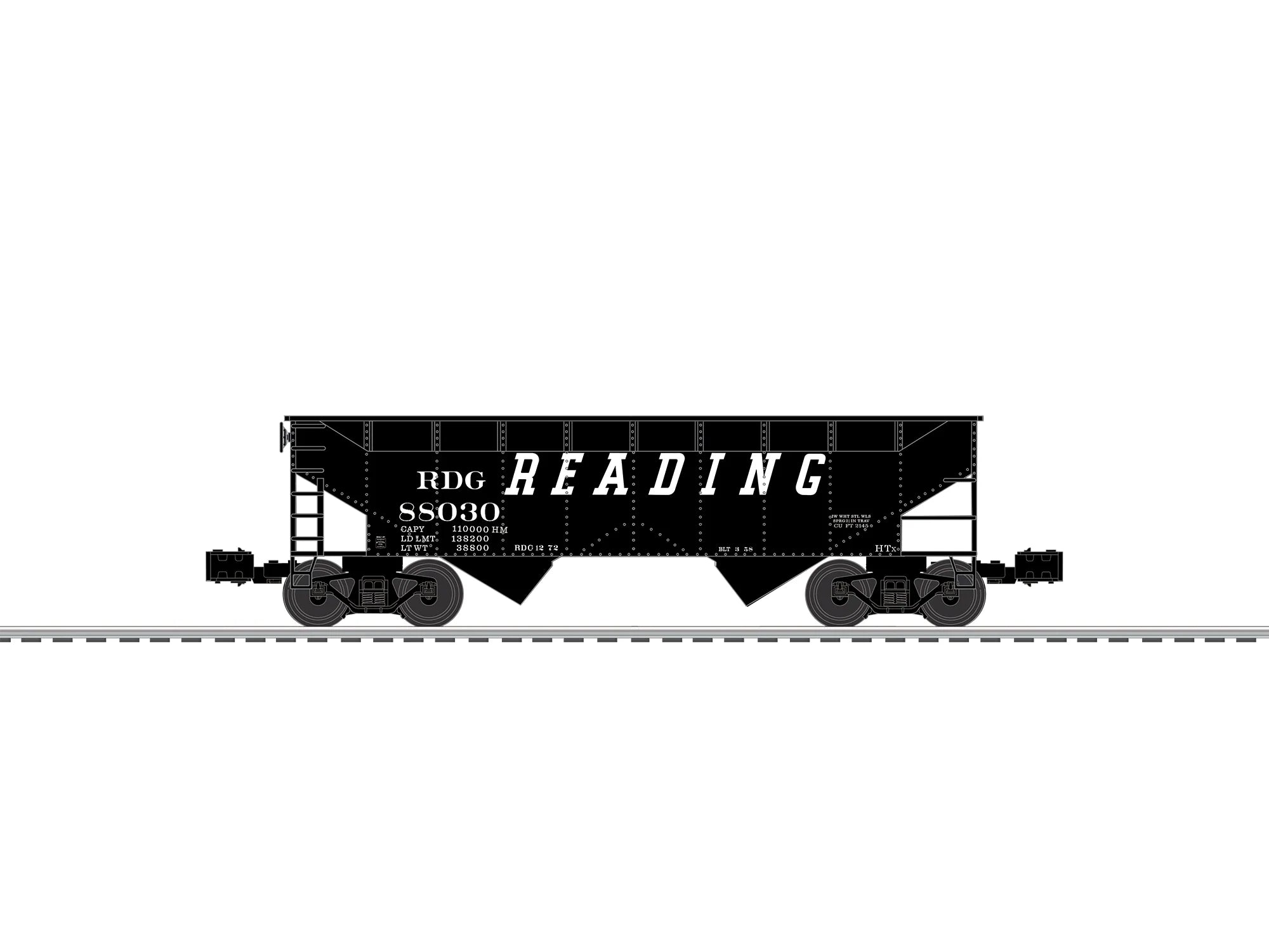 Reading 2 Bay AAR Hopper - speed lettering 3 Pack (not shown) | O Scale