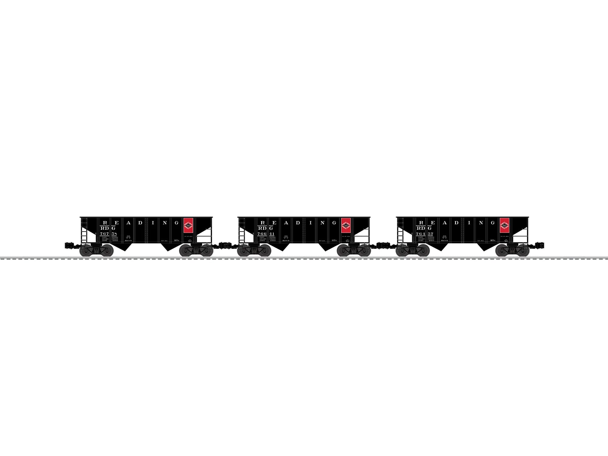 Reading 2 Bay Hopper - Anthracite Logo 3 Pack | O Scale