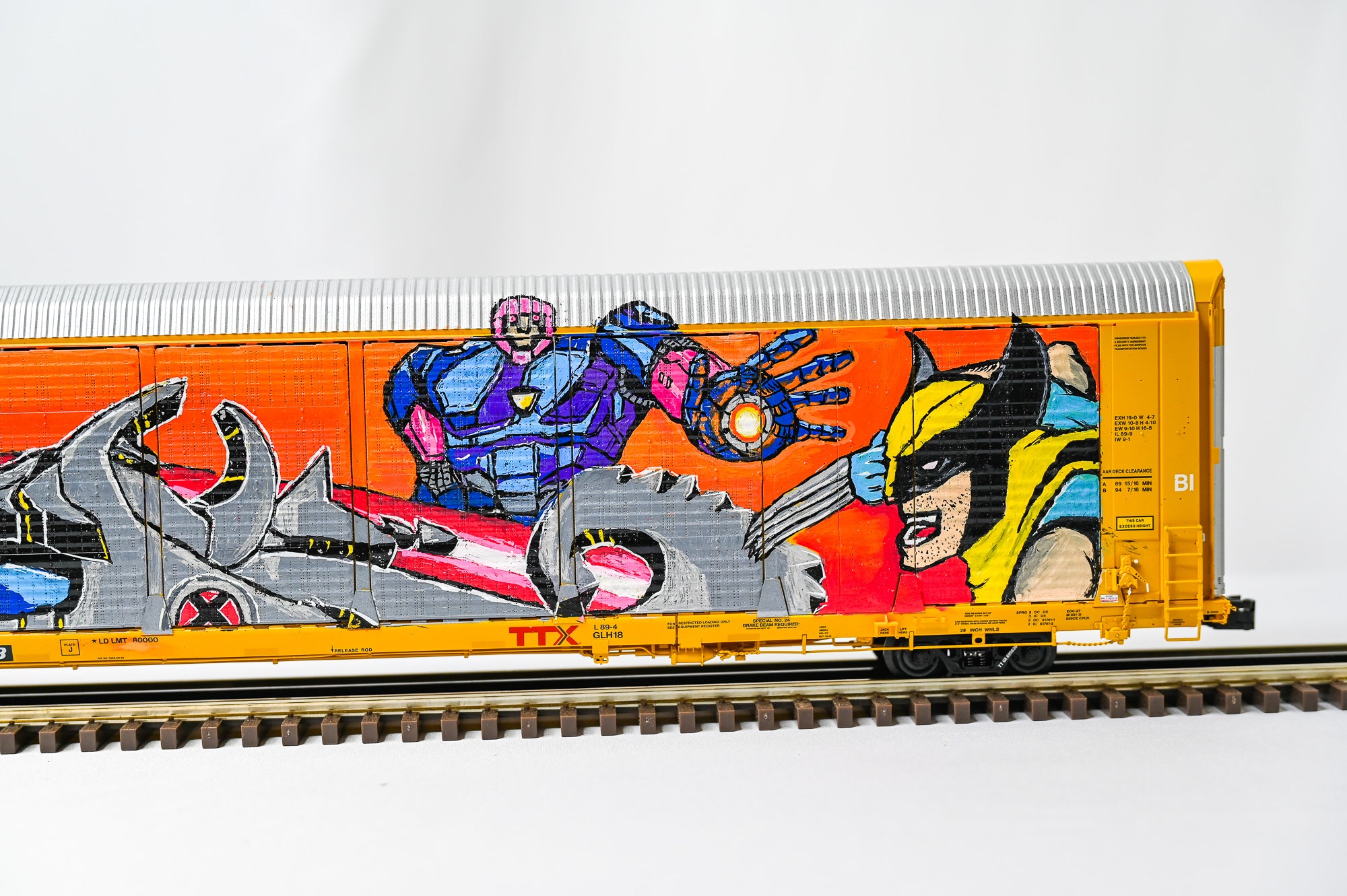 Custom Graffiti Atlas Gunderson MultiβMax Auto Rack | X-MEN | O Scale
