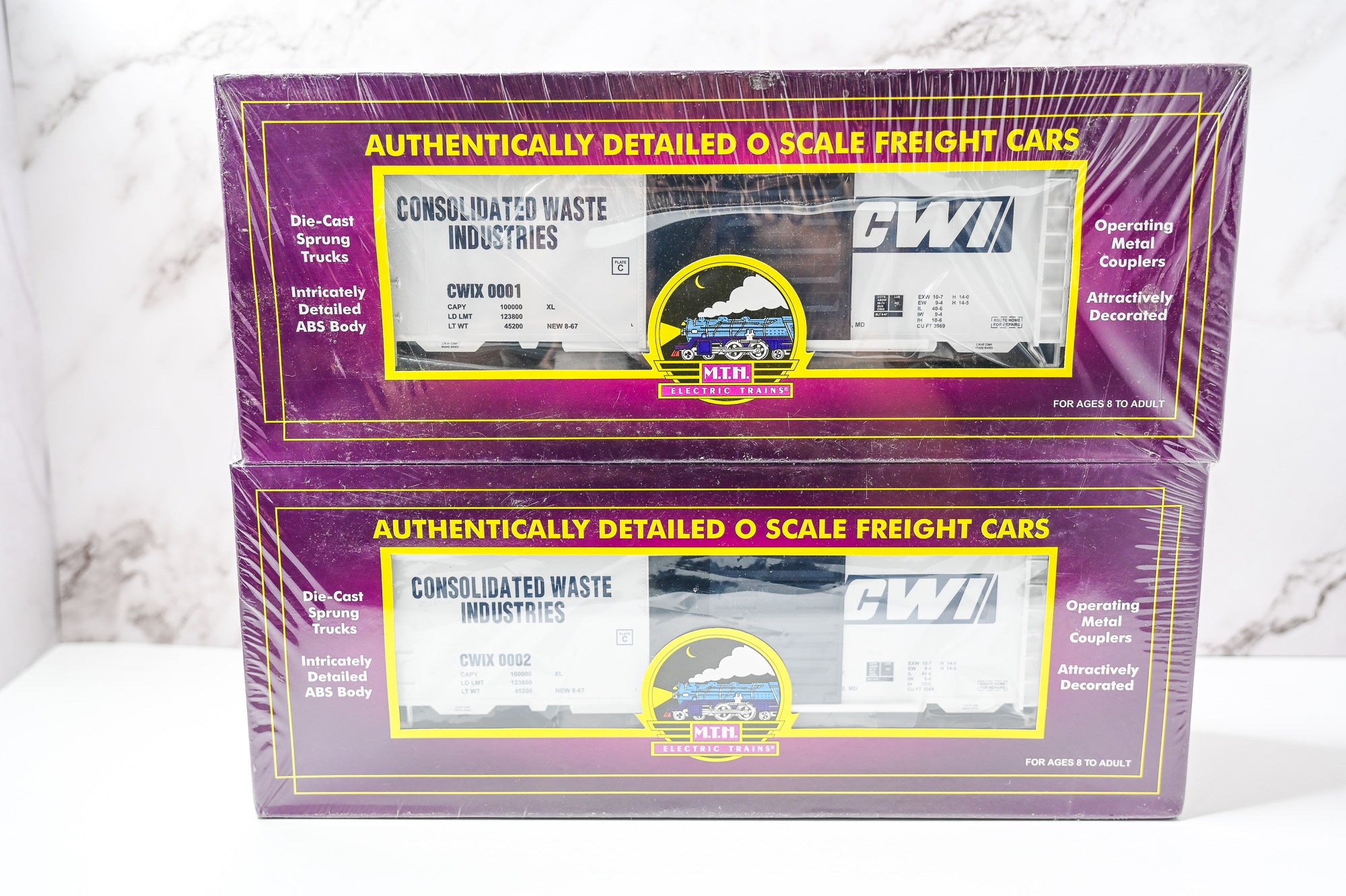 MTH Consolidated Waste Industries Box Car Set (2-Pack) | Premier | O Scale
