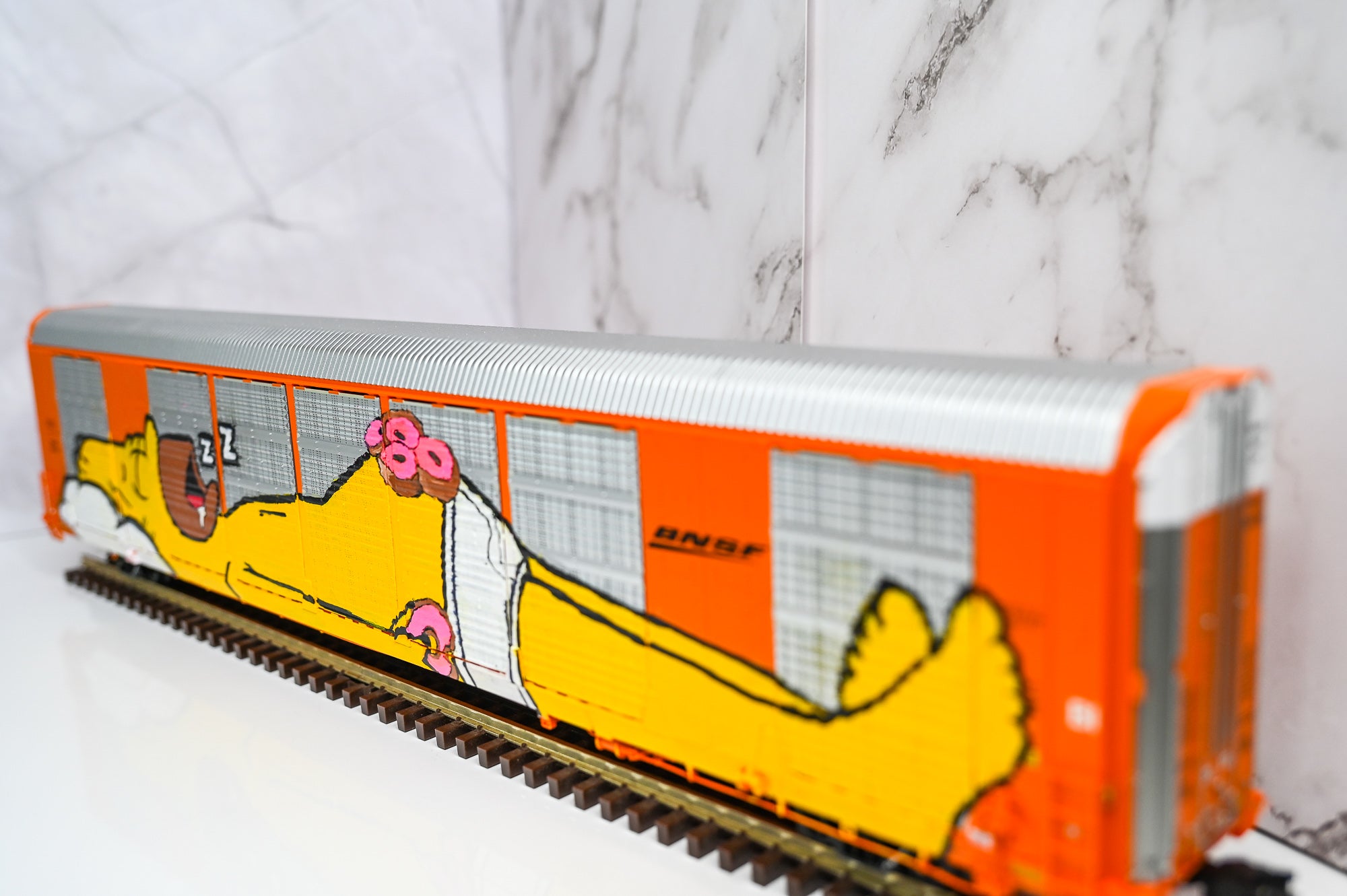Custom Graffiti Atlas Gunderson Multi‑Max Auto Rack | HOMER W/DONUTS | O Scale