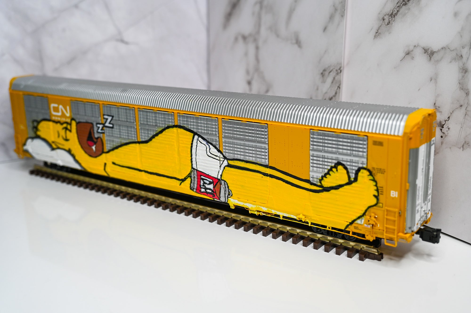 Custom Graffiti Atlas Gunderson Multi‑Max Auto Rack | HOMER W/DUFF | O Scale