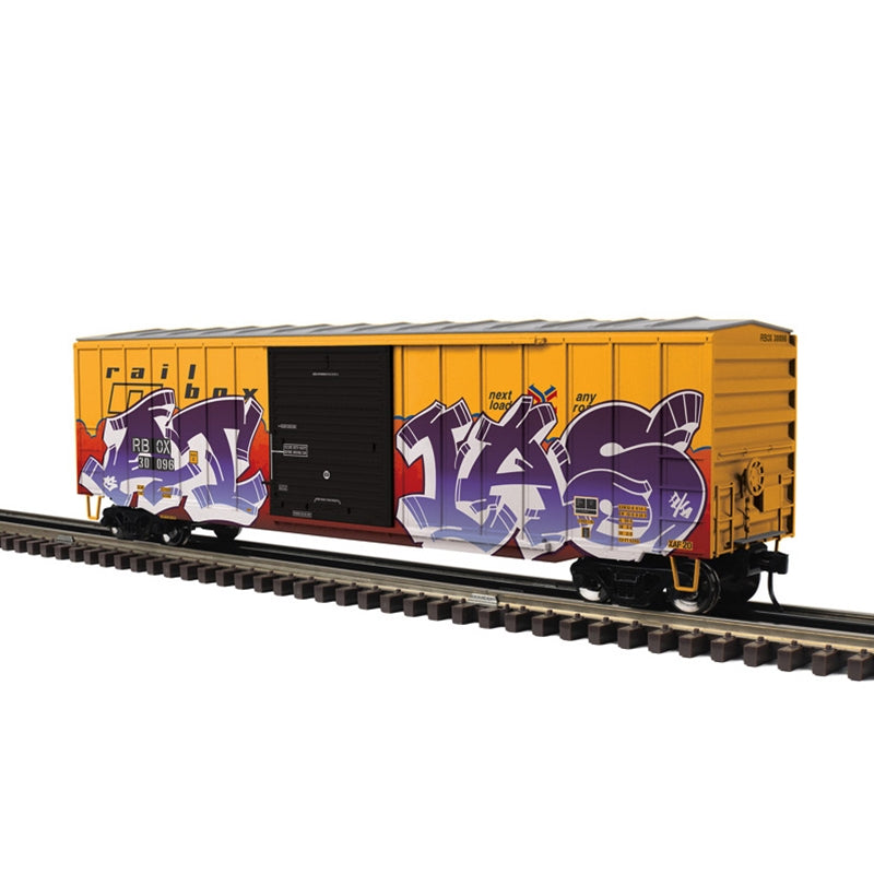 ATLAS O TRAINMAN 50'6" BOX CAR | Railbox (Small Logo w/ Graffiti) | O Scale 30096