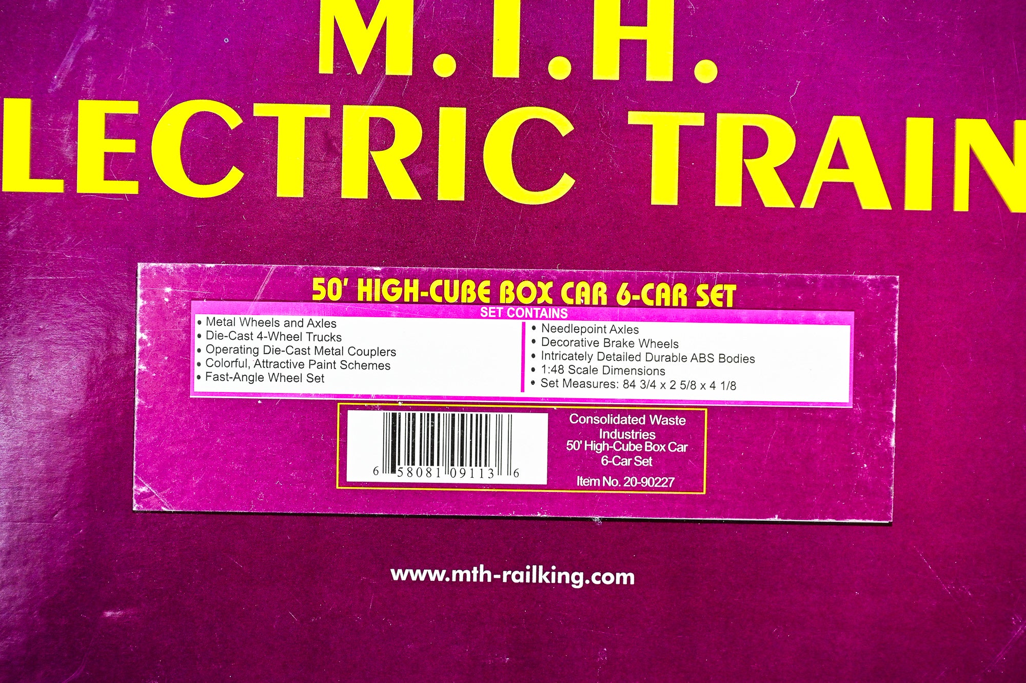 MTH Consolidated Waste Industries 50โ High-Cube Box Car 6-Car Set
