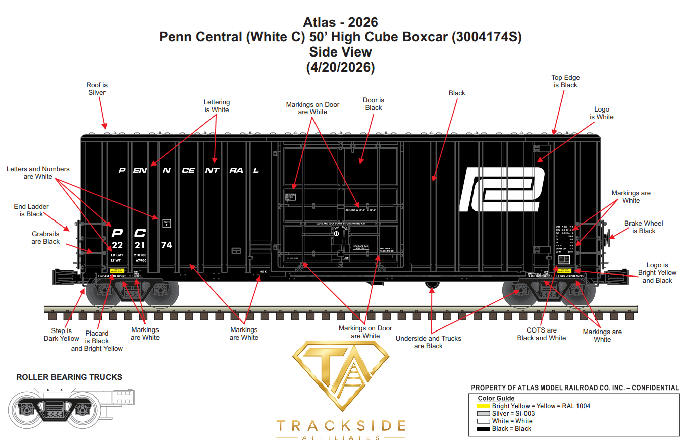 Atlas Penn Central "Heritage" Gunderson High Cube Boxcar | White PC Logo | Premier | O Scale
