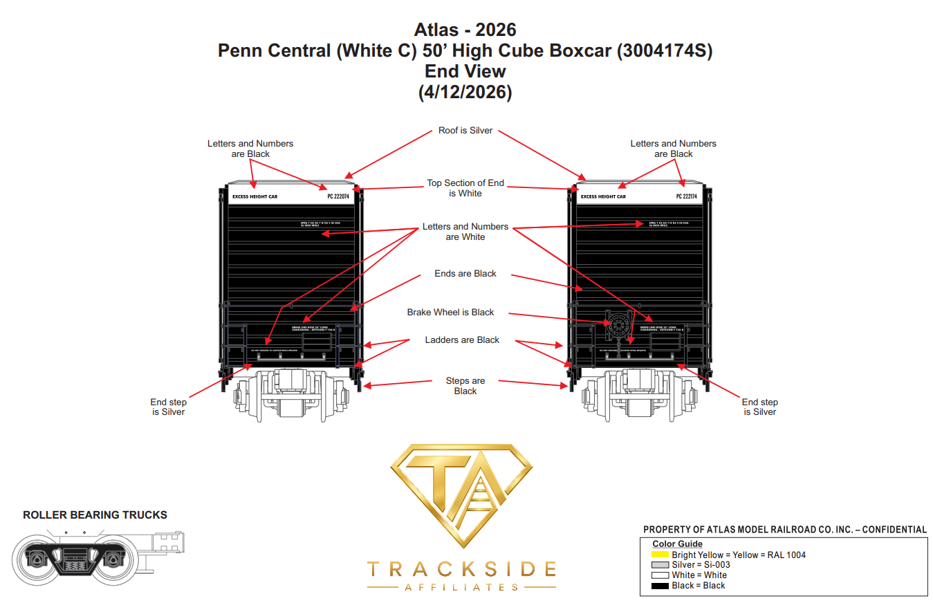 Atlas Penn Central "Heritage" Gunderson High Cube Boxcar | White PC Logo | Premier | O Scale