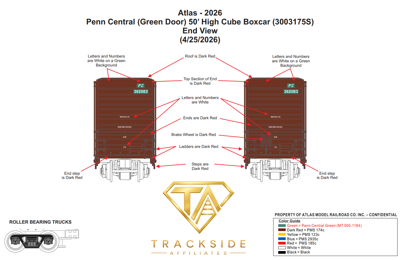 Atlas Penn Central “Patch” Gunderson High Cube Boxcar | Green Door | Premier | O Scale
