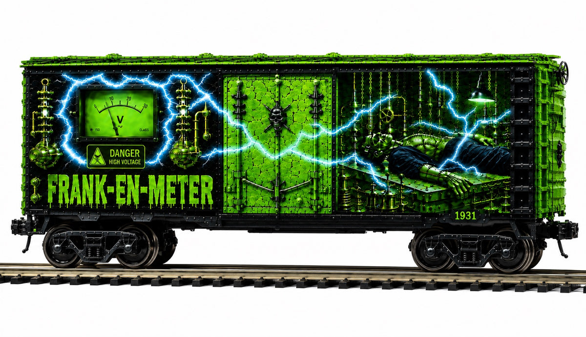 MTH Frank-En-Meter 40-foot steel sided power meter car custom run concept
