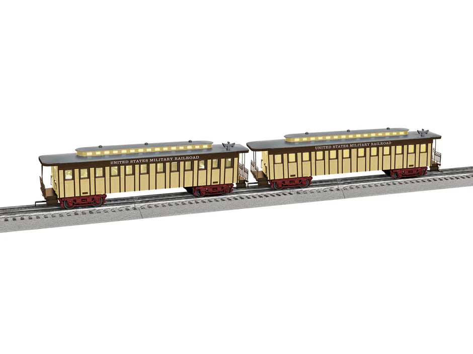 US Military Railroad 1860s Coach 2 PACK w/sound  | O Scale