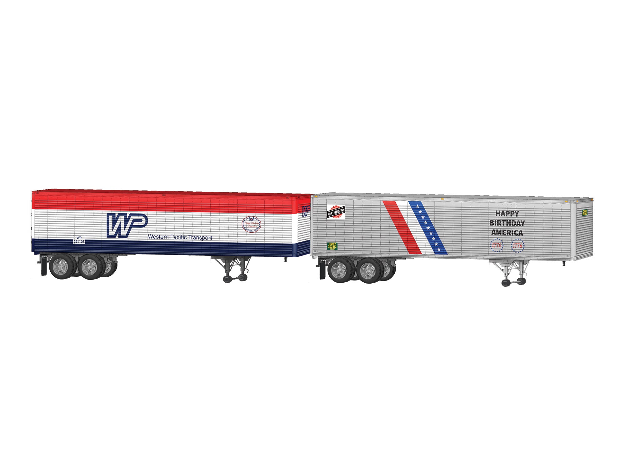 Lionel Bicentennial (CNW/WP) 40' Trailer 2 Pack | O Scale