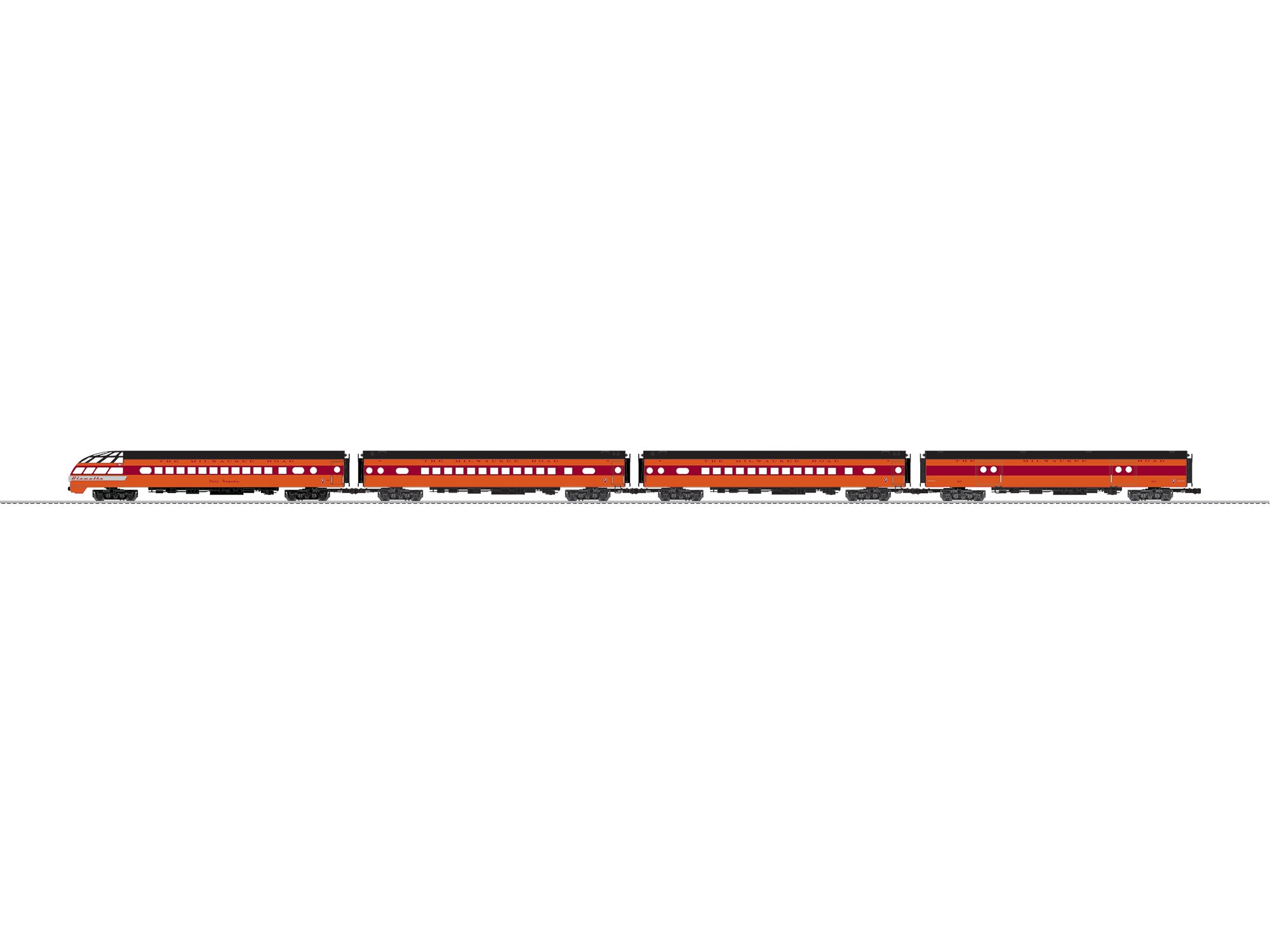 Lionel Milwaukee Road Hiawatha Aluminum 4 Pack (orange) | O Scale