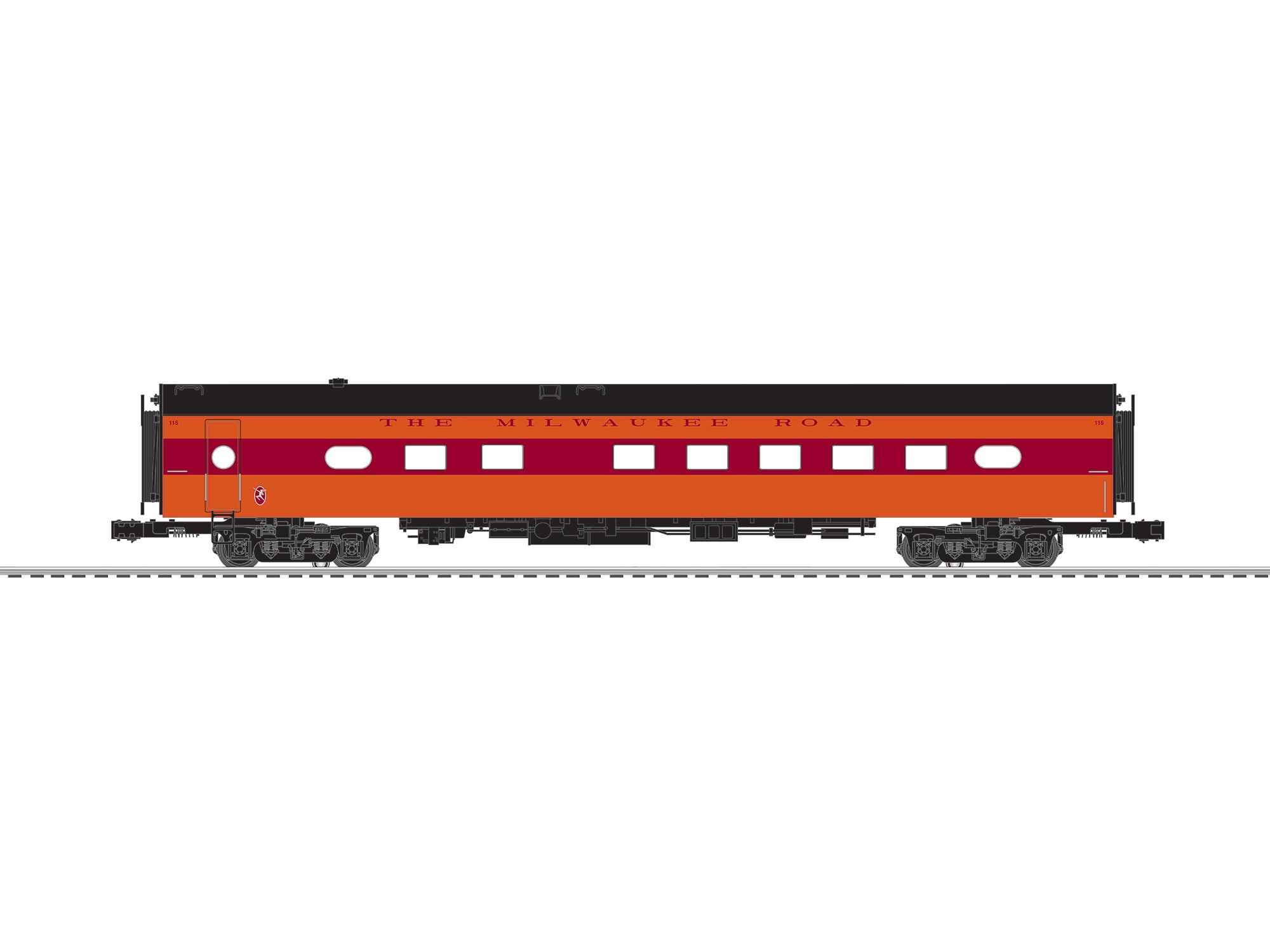 Lionel Milwaukee Road Hiawatha Aluminum SS Diner (orange) | O Scale