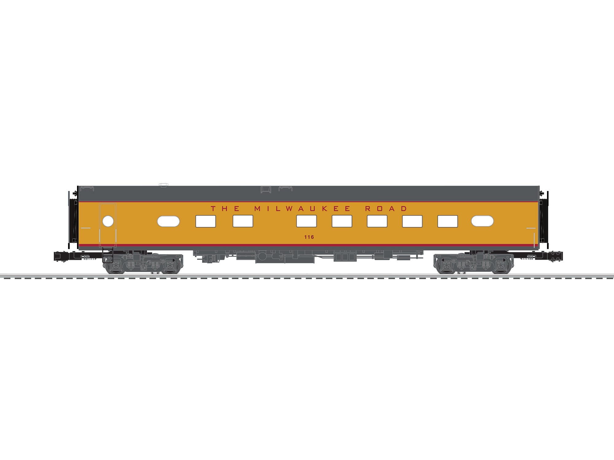 Lionel Milwaukee Road Hiawatha Aluminum SS Diner (yellow) | O Scale