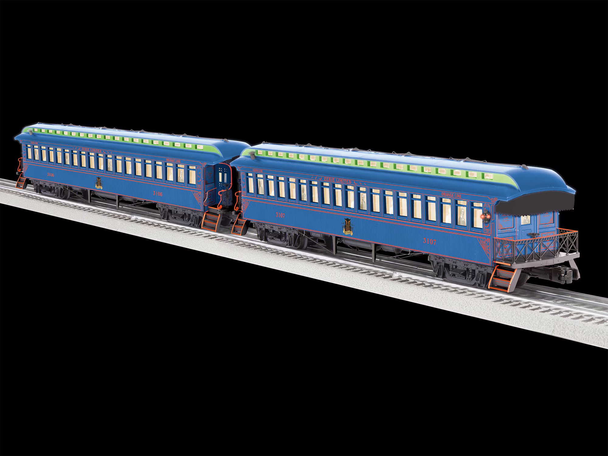 LIONEL VisionLine Erie Halloween Steam Bundle Triplex+6-Pack Passenger Cars+Caboose