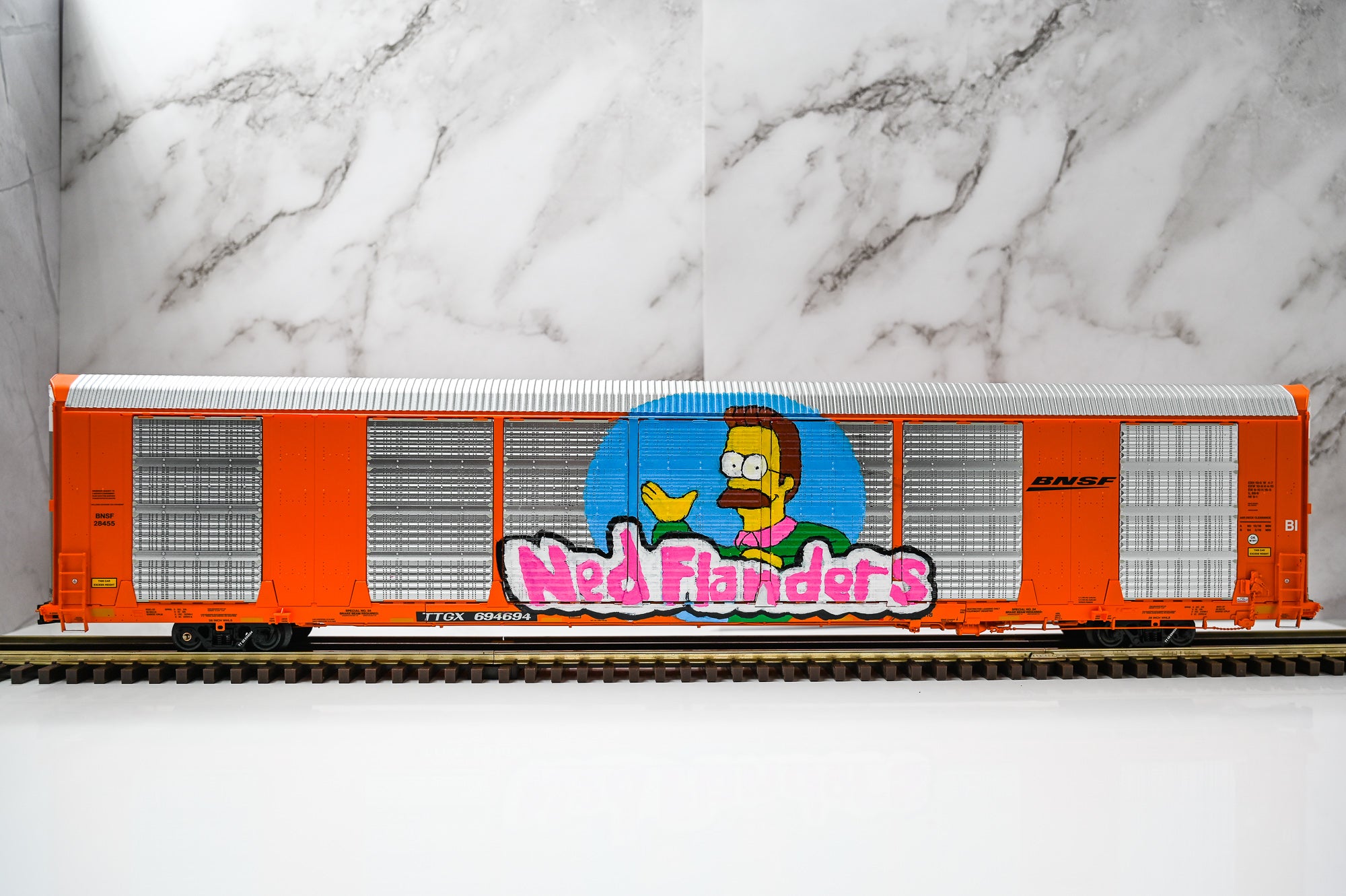 Custom Graffiti Atlas Gunderson Multi‑Max Auto Rack | Ned Flanders | O Scale