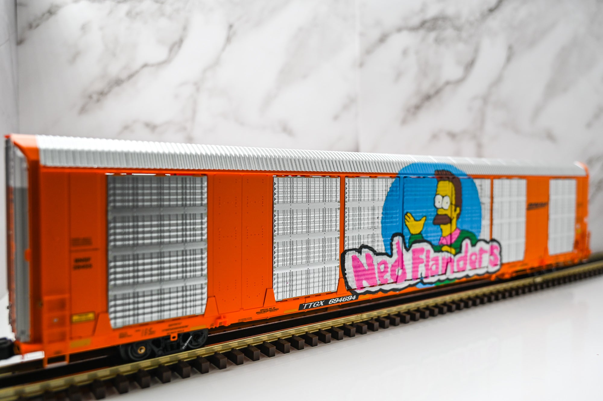 Custom Graffiti Atlas Gunderson Multi‑Max Auto Rack | Ned Flanders | O Scale