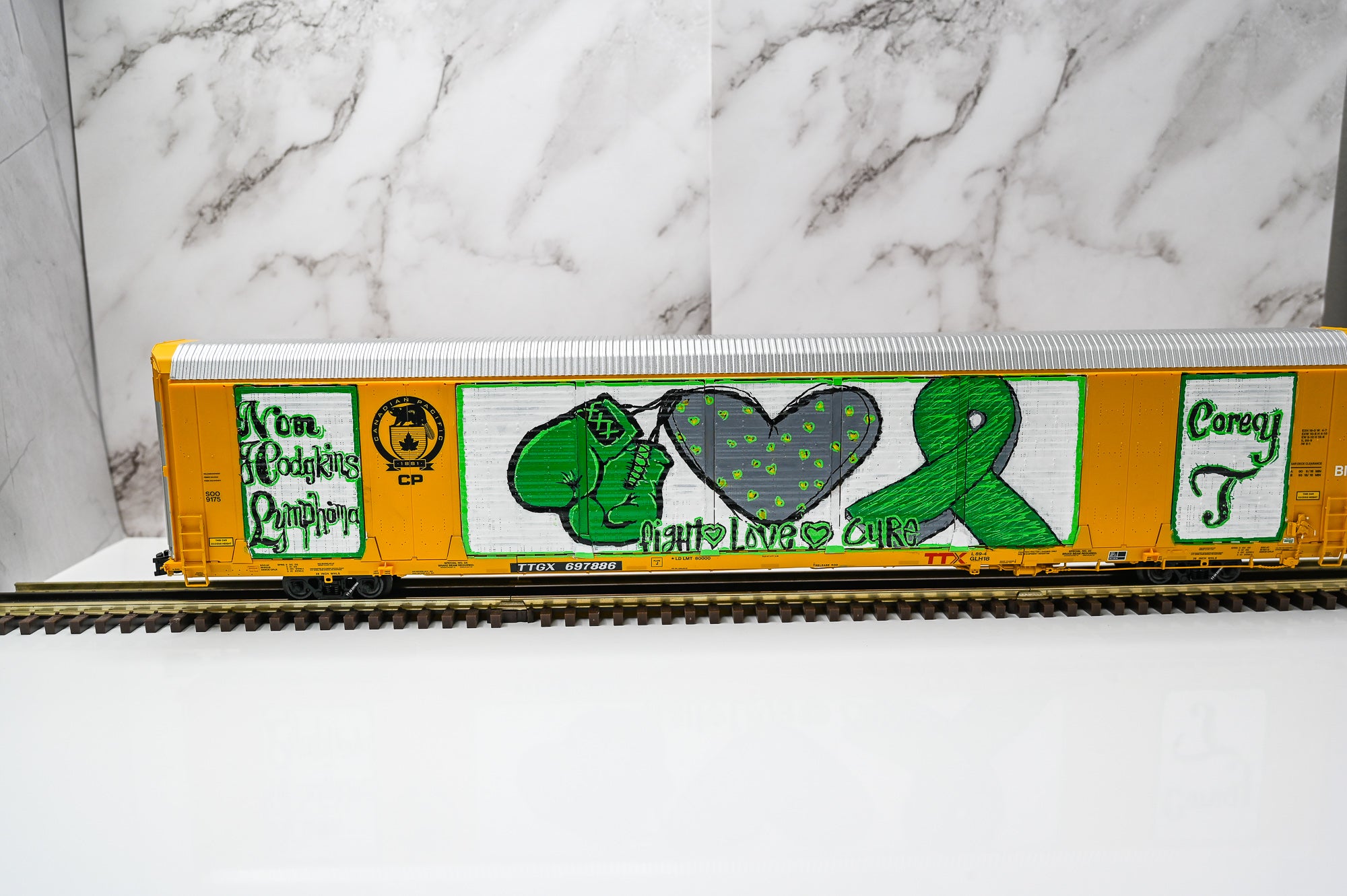 Custom Graffiti Atlas Gunderson Multi‑Max Auto Rack | Non Hodgkin's | O Scale