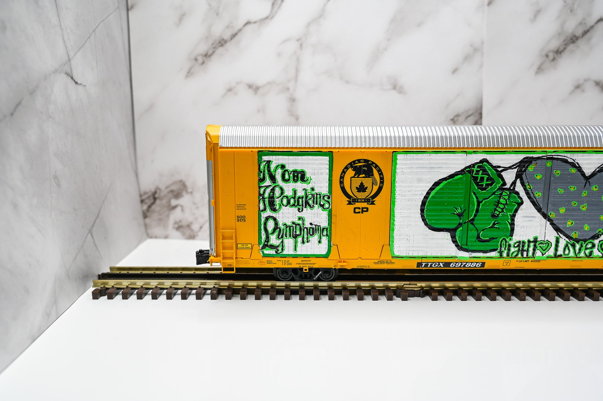 Custom Graffiti Atlas Gunderson Multi‑Max Auto Rack | Non Hodgkin's | O Scale
