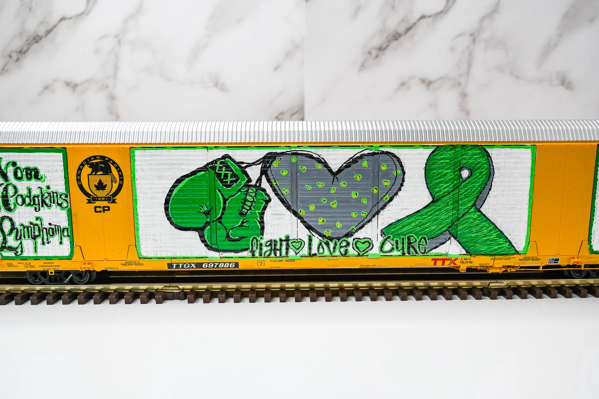 Custom Graffiti Atlas Gunderson Multi‑Max Auto Rack | Non Hodgkin's | O Scale