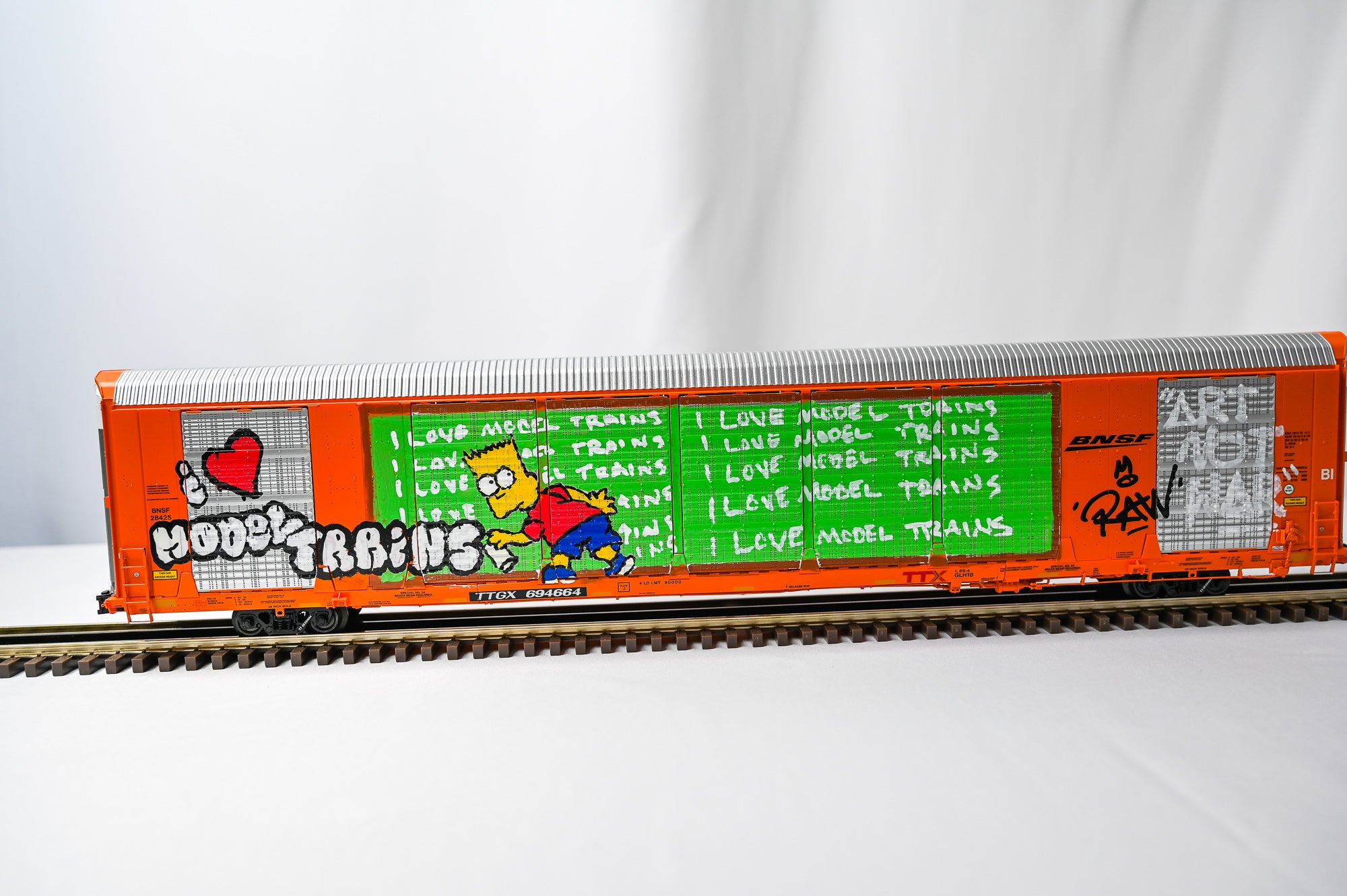Custom Graffiti Atlas Gunderson Multi‑Max Auto Rack | Bart Simpson | O Scale