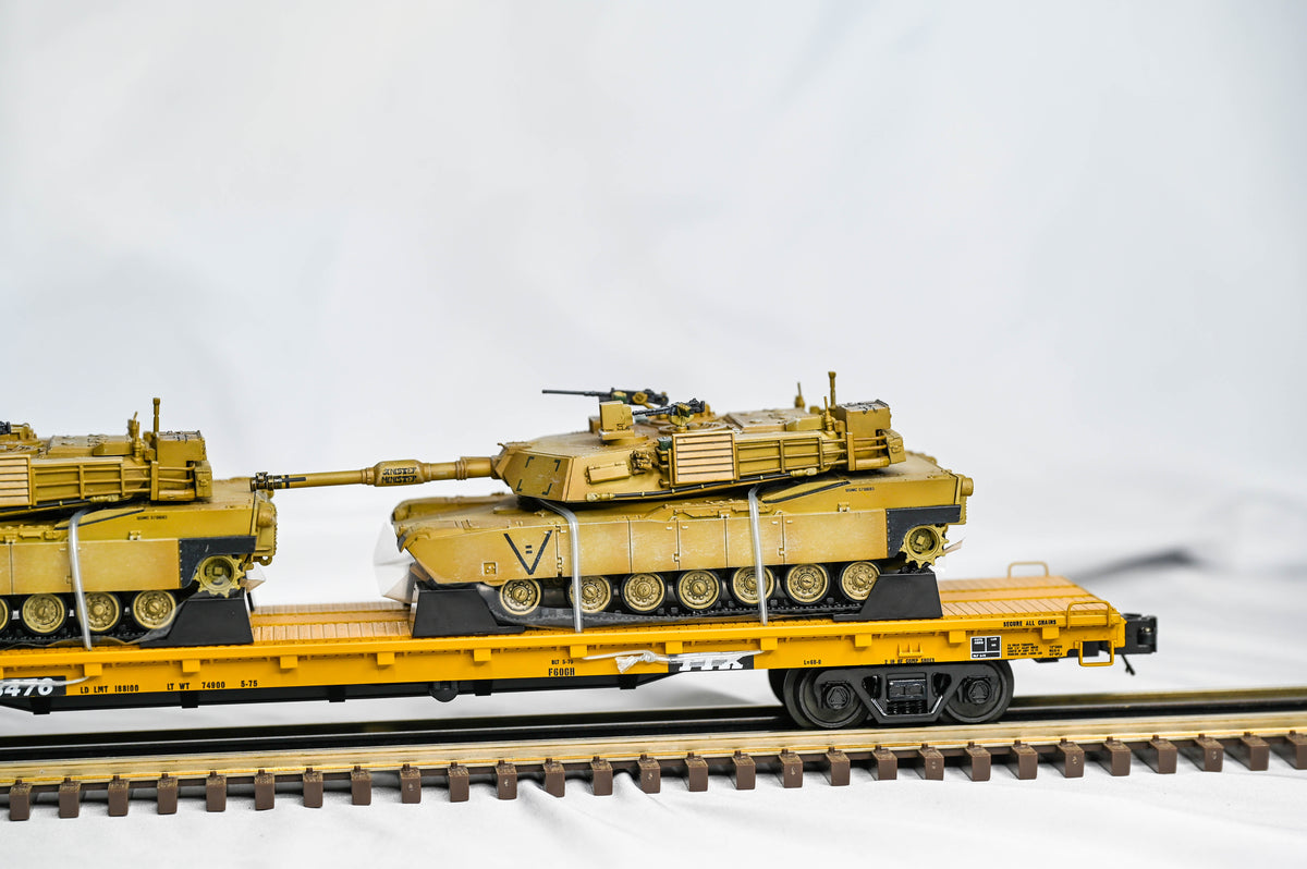 MTH Premier TTX 60' Flat Car w/ Two M1A Abrams Tanks HTTX #93476 | O Scale