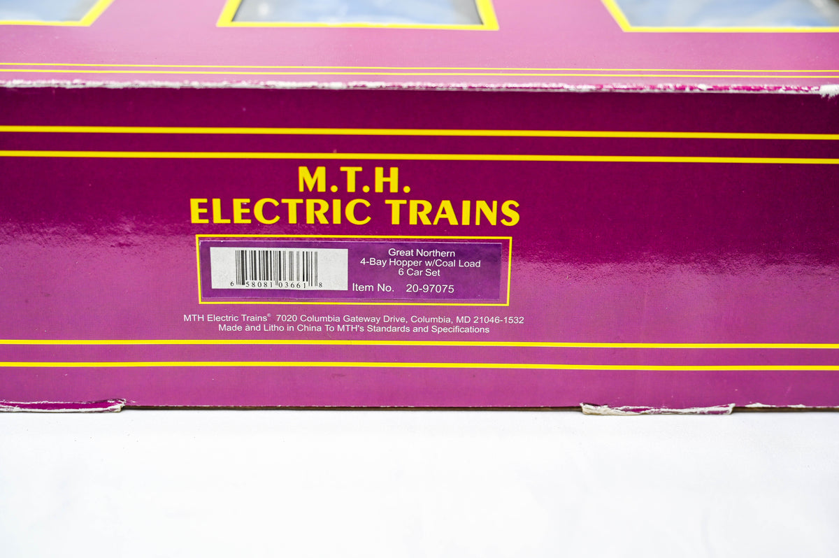 MTH 20-97075 Great Northern 4-Bay Hopper with Coal Load 6-Car Set | O Gauge