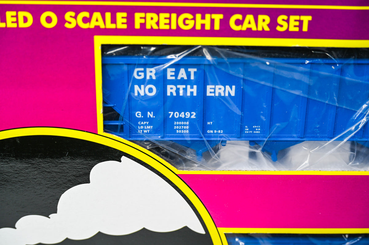MTH 20-97075 Great Northern 4-Bay Hopper with Coal Load 6-Car Set | O Gauge