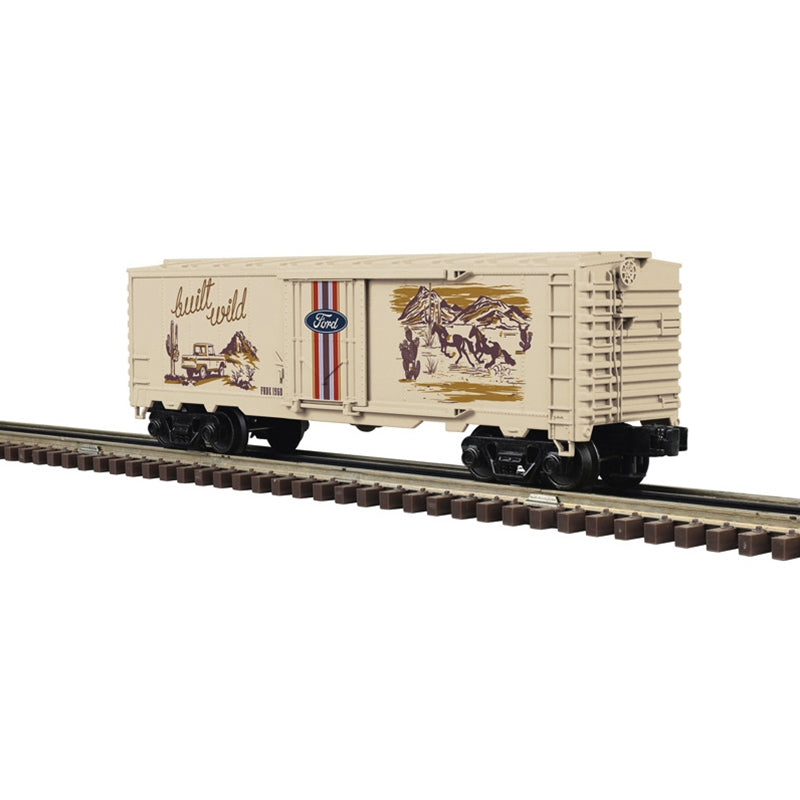 ATLAS O INDUSTRIAL RAIL PLUG DOOR BOX CAR  | Ford® Western "Built Wild" | O Scale 1964