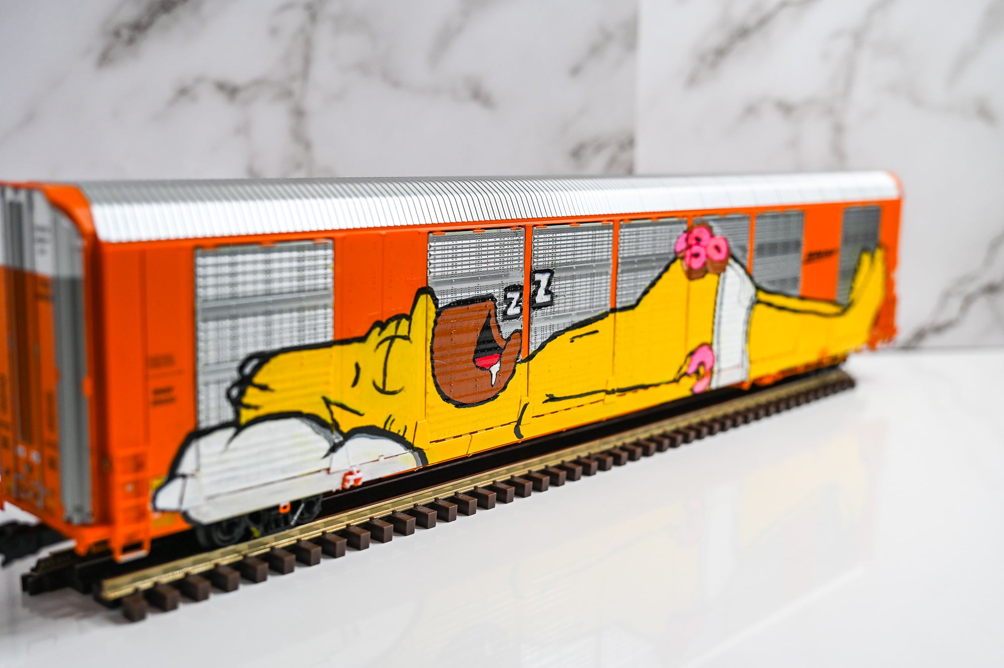 Custom Graffiti Atlas Gunderson Multi‑Max Auto Rack | HOMER W/DONUTS | O Scale