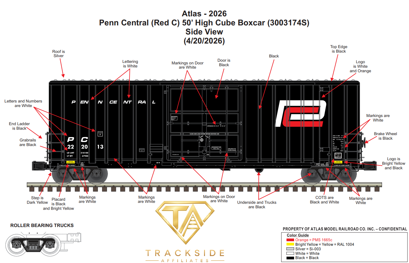 Atlas Penn Central "Heritage" Gunderson High Cube Boxcar | Red C Logo | Premier | O Scale
