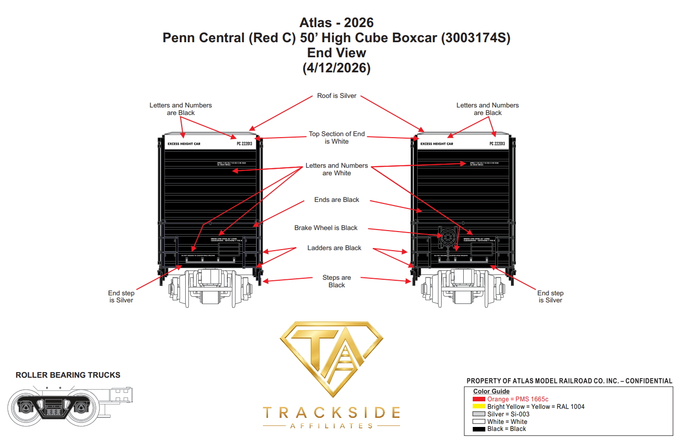 Atlas Penn Central "Heritage" Gunderson High Cube Boxcar | Red C Logo | Premier | O Scale