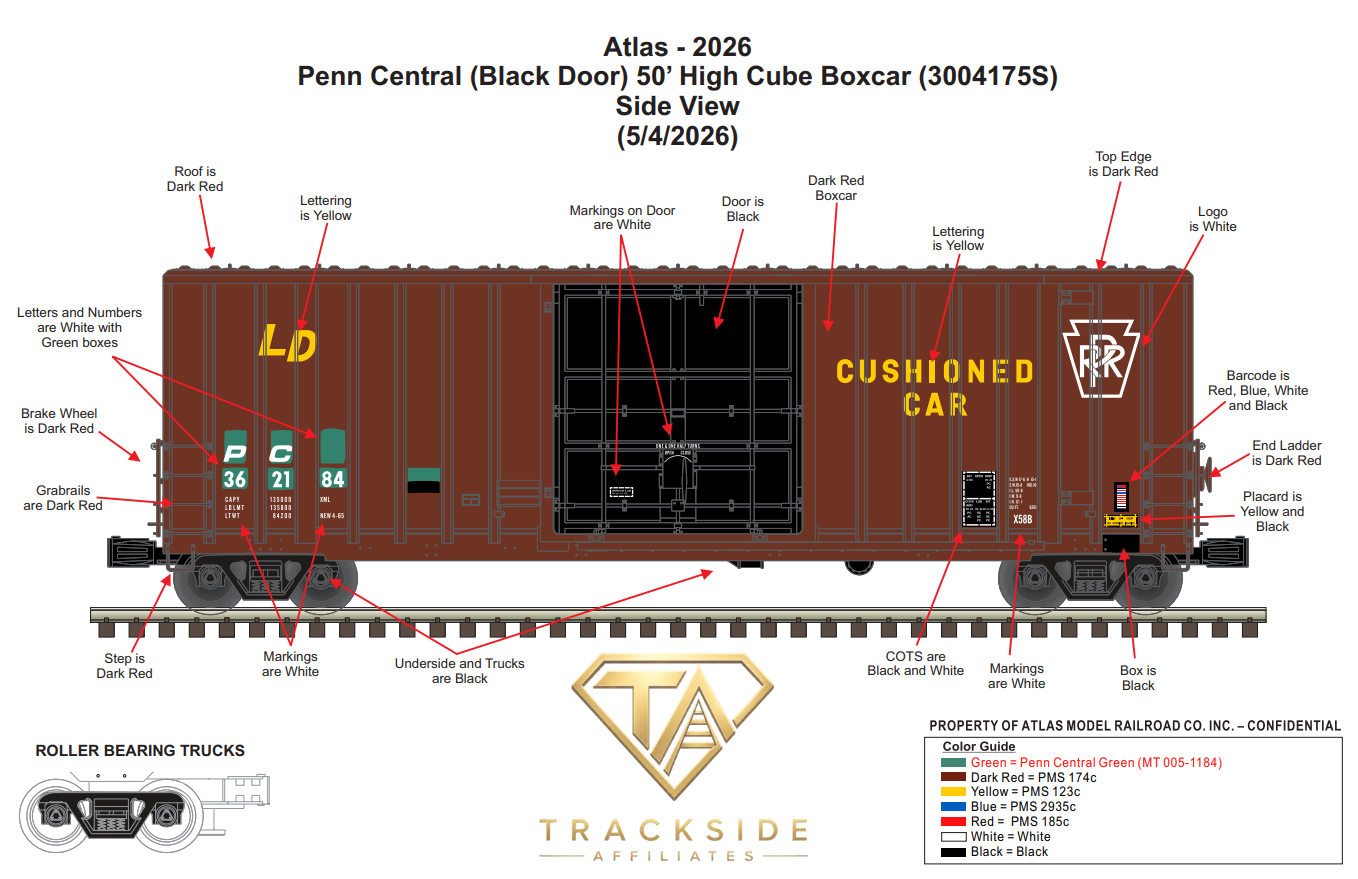 Atlas Penn Central Gunderson High Cube Boxcars | Trackside Affiliates | 4-Car Bundle | Premier | O Scale