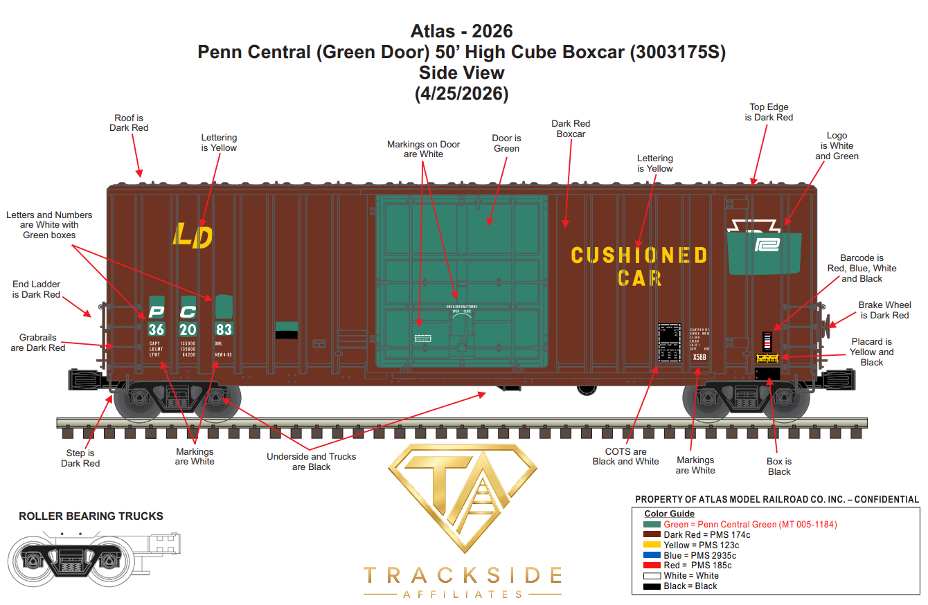 Atlas Penn Central “Patch” Gunderson High Cube Boxcar | Green Door | Premier | O Scale