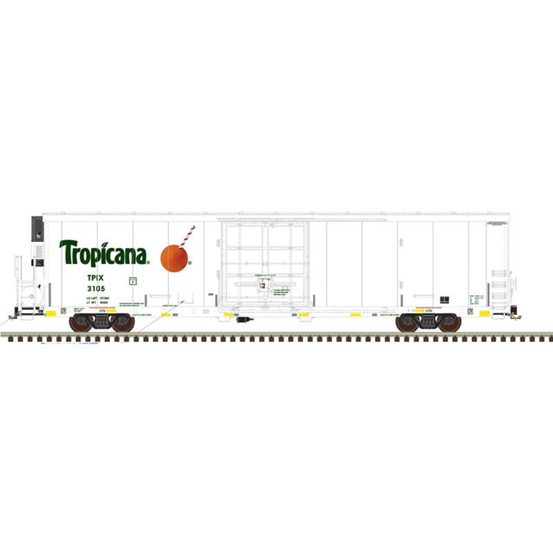 Atlas O Master Trinity 64’ Reefer TROPICANA (CONSPIC STRIPES) #3041 | O Scale | 3 Rail